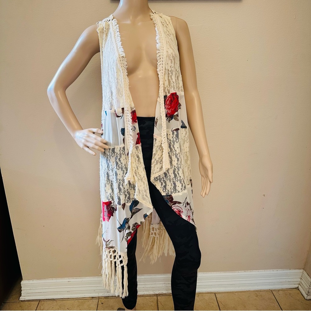 Anthropology Ryu Long boho vest Sz XL